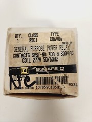 Square D Relay C08V04 30AMP 120V-600V SPST COIL 277VAC CLASS 8501