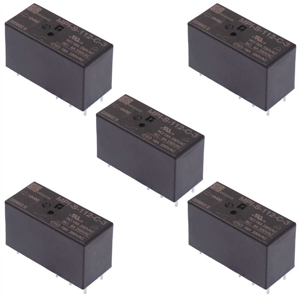 5 x 12V High Power PCB Relay 16A SPDT