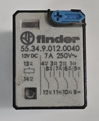 Finder 55.34.9.012.0040 4PDT Relay 12VDC 7A Lockable Test Button Mechanical Flag