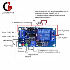 DC 12V Delay Relay Delay Normally Open Switch Module with Timer