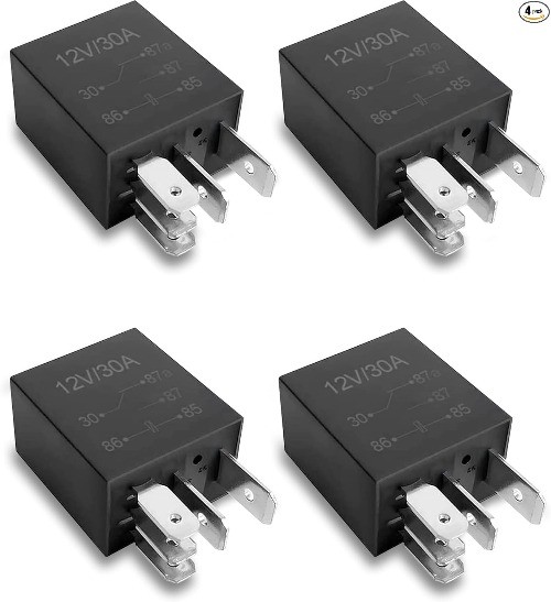 30A 5-Pin 12V Heavy Duty Automotive Starter Relay, 4-Pack Size: 5Pin