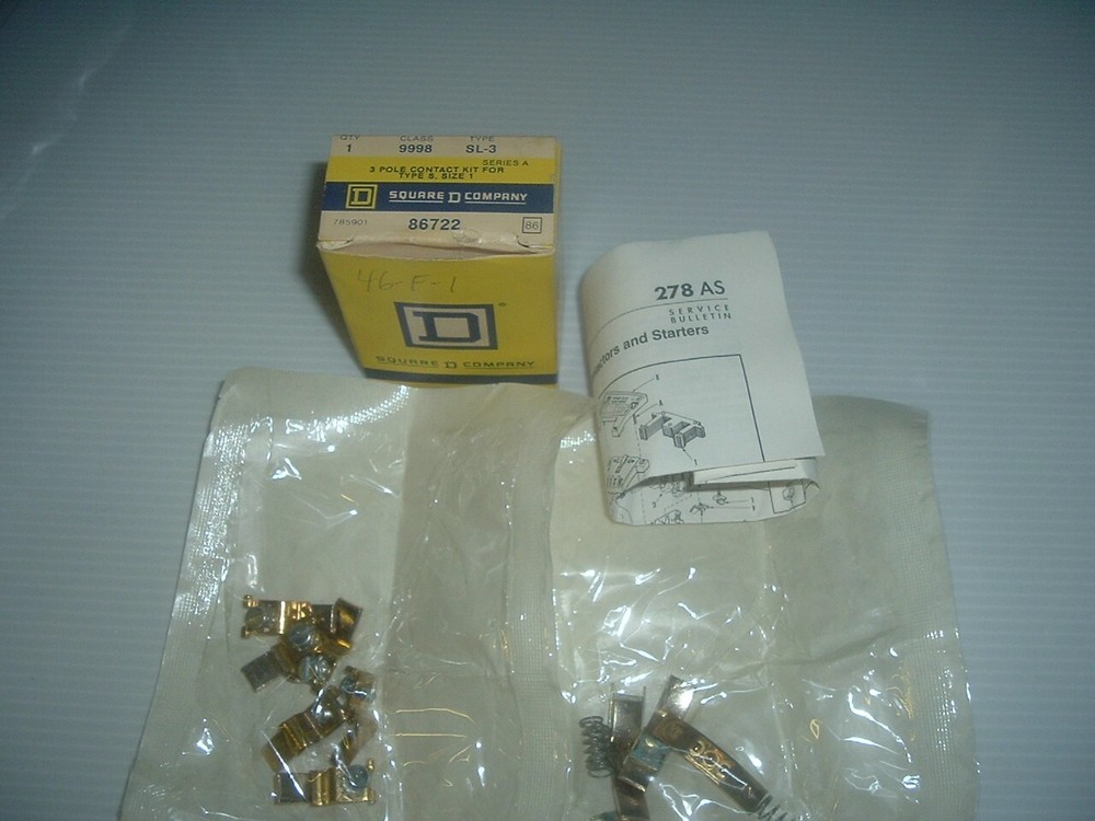 NEW SEALED IN BAGS Square D 9998SL3 Size 1 Contact Kit 3 Pole 9998 SL3 86722