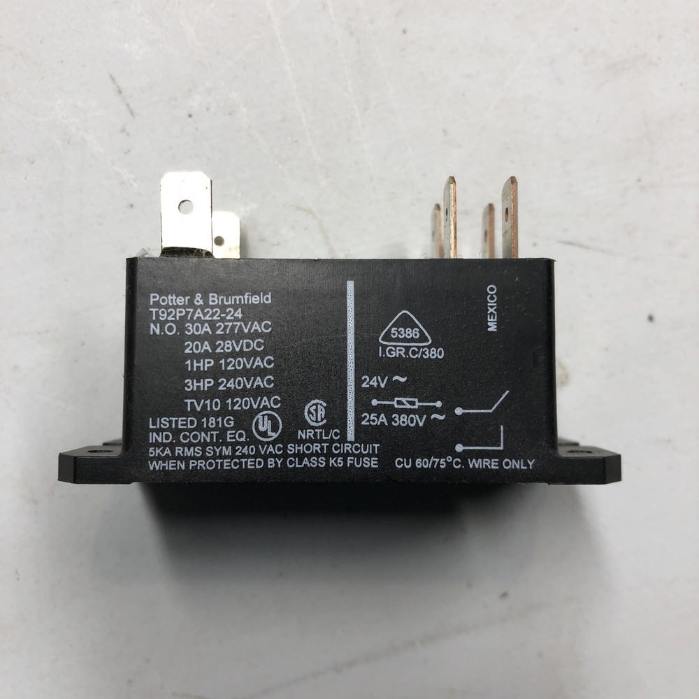 TE CONNECTIVITY / POTTER & BRUMFIELD T92P7A22-24 POWER RELAY DPST-NO 24VAC