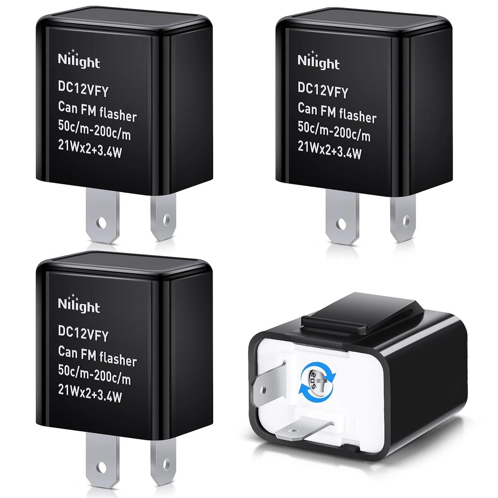 4PCS Flasher Relay Adjustable 2 Pin Electronic Blinker Relay 12V Fixes Motorcycl