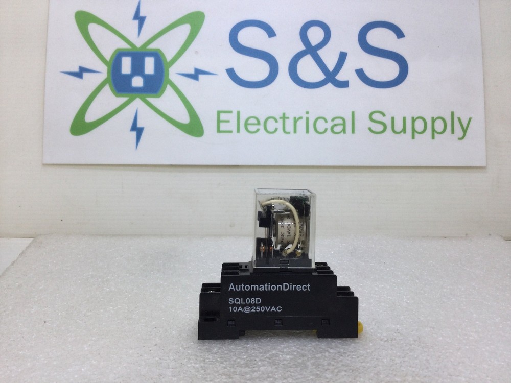 Automation Direct SQL08D Relay Socket Base 10 Amp 250 VAC with QL Series 24 VDC