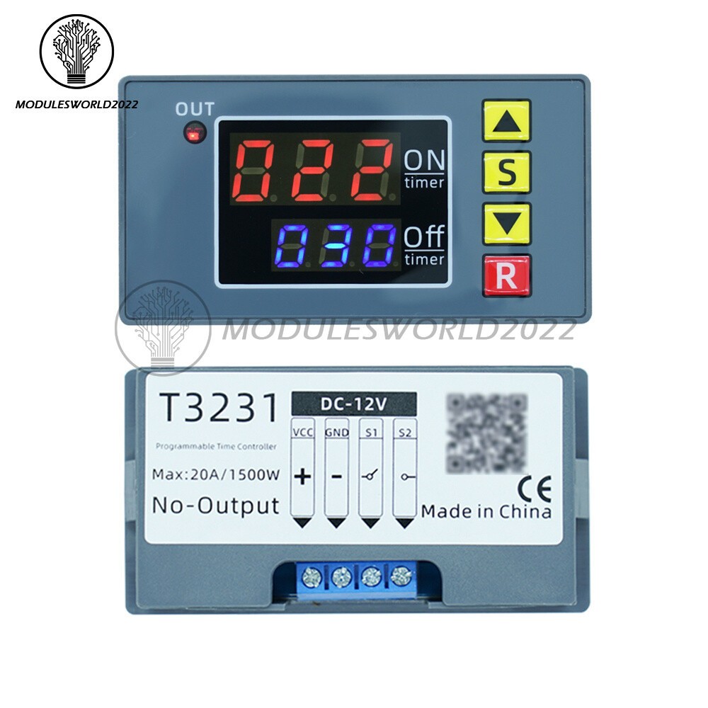 T3231 AC110V-220V DC12V 24V Digital Dual Display 0-999 Cycle Timing Delay Relay
