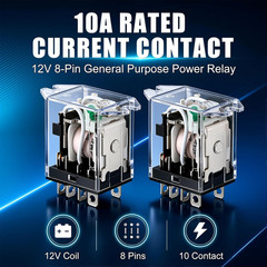 2Pcs DC 24V Coil Relay 8 Pin 10A DPDT LED Indicator Electromagnetic Power Relay