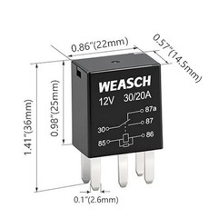 4 Pack 5-Pin High Power Relay, DC 12V 30A, Item Package Quantity: 4Size: 5-Pin