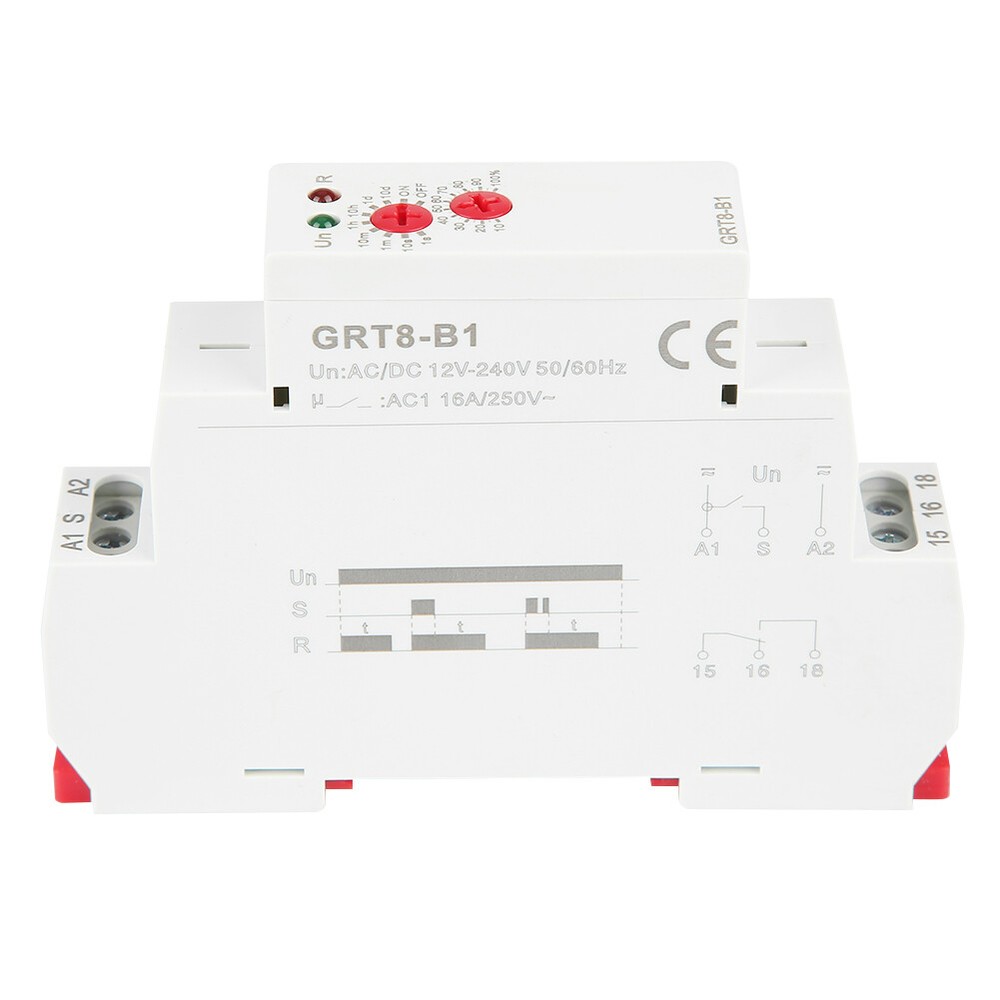 New GRT8-B1 Mini Power Off Delay Time Relay DIN Rail Type 12V~240V