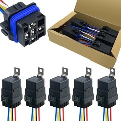5-PIN SPDT Automotive Relay Kit 40/30A 12V DC Waterproof 5 Pack with Heavy-Duty