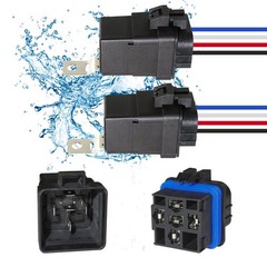 2PCS 4-PIN 40/30 AMP 12 V DC Waterproof Relay Kit Harness Socket – Heavy Duty…