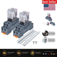 Electromagnetic Relay Set: 2PCS 10A 12V with LED Indicator for Easy DIN Rail Use