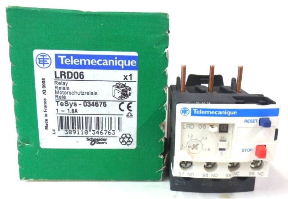 TELEMECANIQUE, RELAY, LRD06, 600 V AC, CLASS 10-A, NIB