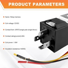 JD1912 Car Relay Harness 2 PCS 12V 40A 4 Pin Relay Sockets with 12&16 AWG Tinne