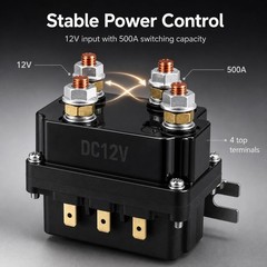 12V 500A Winch Relay Solenoid – 2 Pack Replacement Contactor for 8000-15000lb AT