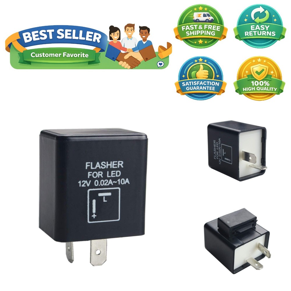 Automatic 12V 10A LED Flasher Relay – 2-Pin CF-12 for Reliable Turn Signals
