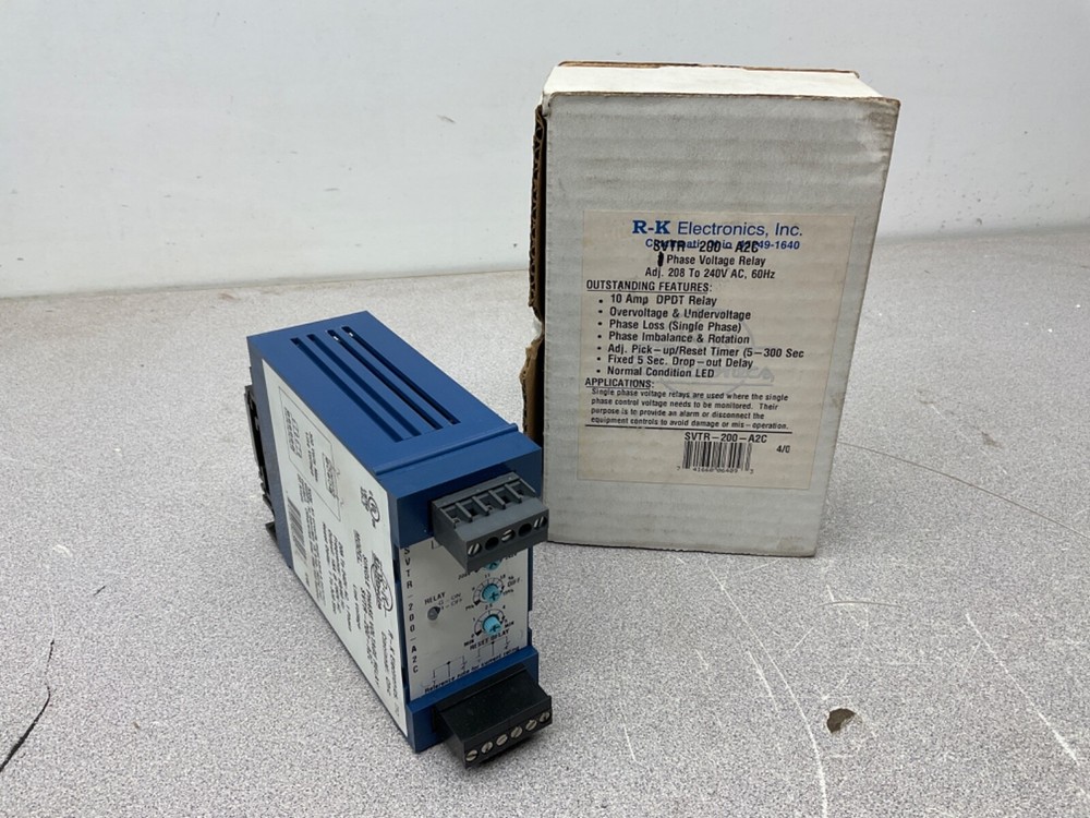 NEW R-K Electronics SVTR-200-A2C Single Phase Voltage Relay; 208-240VAC, 50/60Hz
