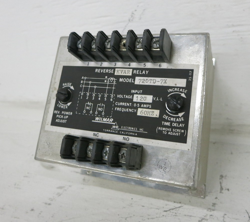 Wilmar 720TD-7X Reverse KVAR Relay 120V 700 Series Time Delay 720TD7X TE Tyco