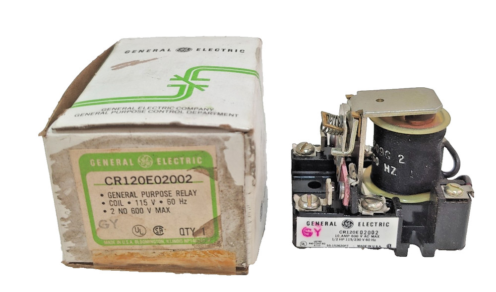 New General Electric CR120E02002 Relay 115V 2NO 600V Max