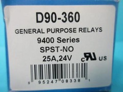 NEW DIVERSITETEC D90-360 GENERAL PURPOSERELAY 9400 SERIES SPST-NO 25A 24V 116555
