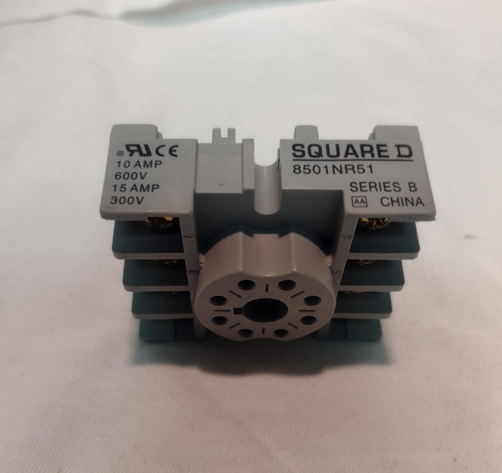Relay Socket 8 Pin 10A 600V 15A 300V SQUARE D 8501 NR51 Series B NEW