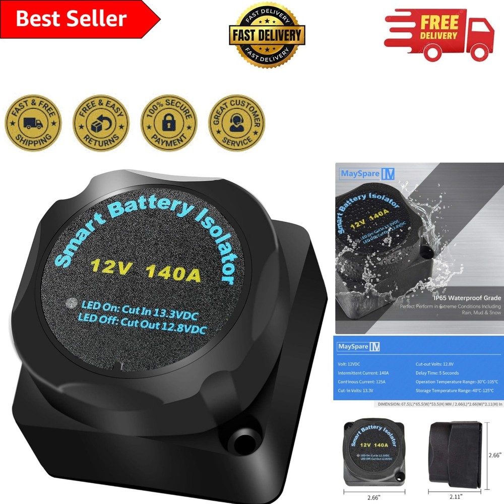 12V 140A Voltage Sensitive Relay: Complete Dual Battery Charging Kit Included