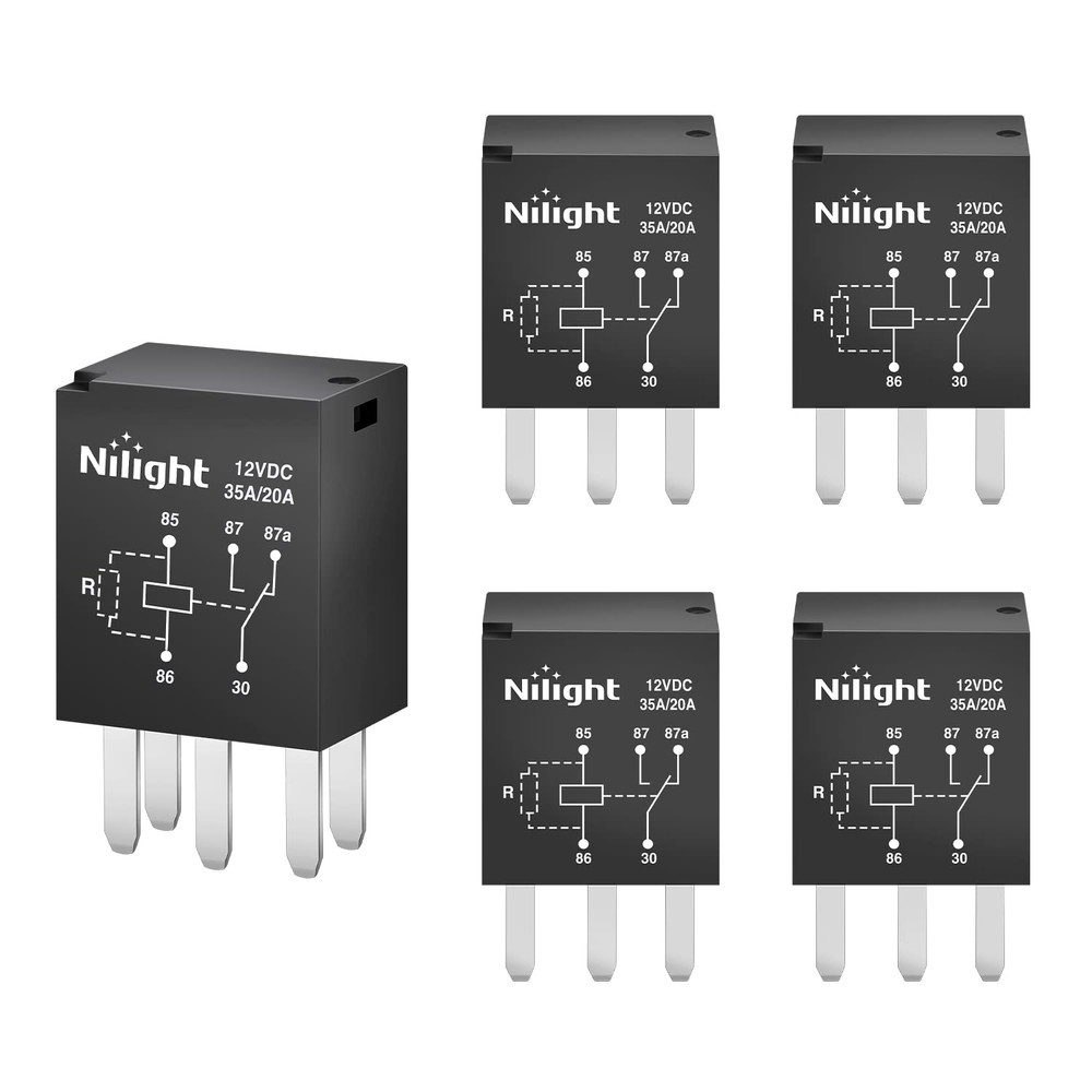 SPST Multi Purpose Relay 12V 5 Prong Fuel Pump Relay 5Pack 35A/20A Ultra Micro I
