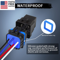 4-PIN 40/30 AMP 12 V DC Waterproof Relay Kit Harness Socket – Heavy Duty 12 AWG