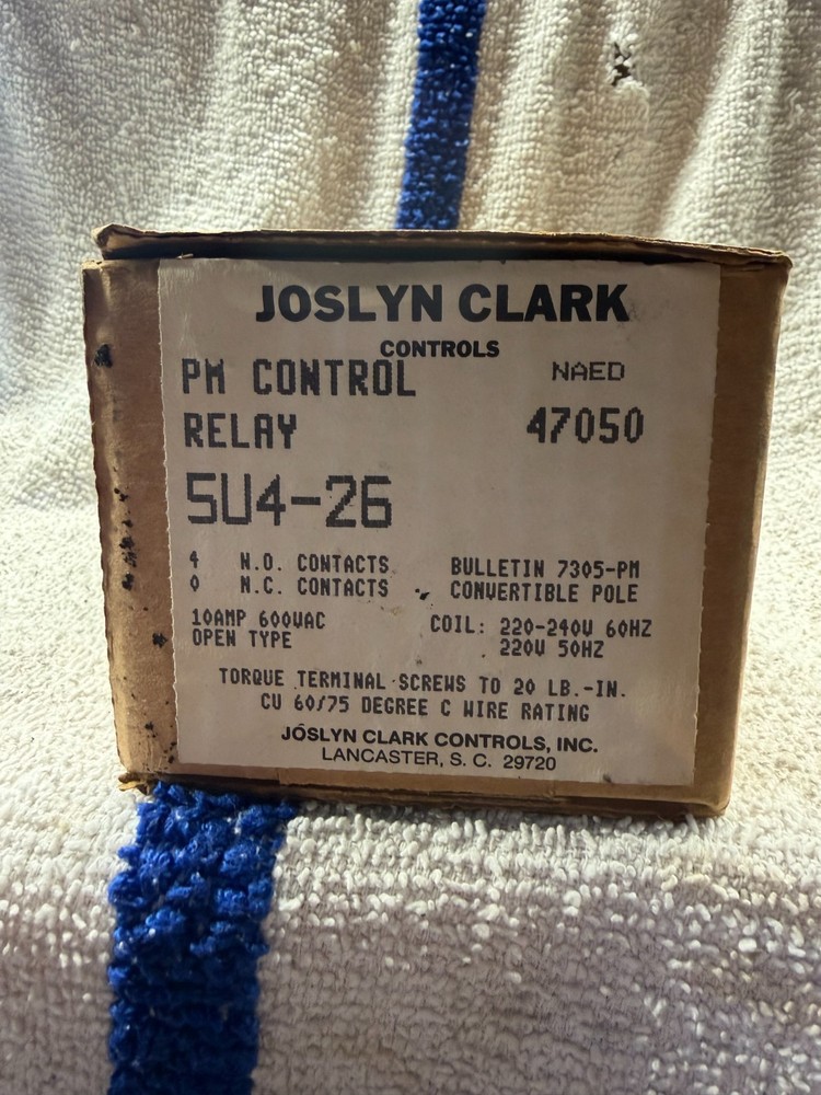 NIB Joslyn Clark Relay 5U4-26 BULLETIN 7305 CONTACT TYPE PM 10 AMP 600VAC