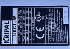 20HP UL Magnetic Motor Starter Control, 3Ph 220/240V, 45A-65A UKQ-6565 Coil 120V
