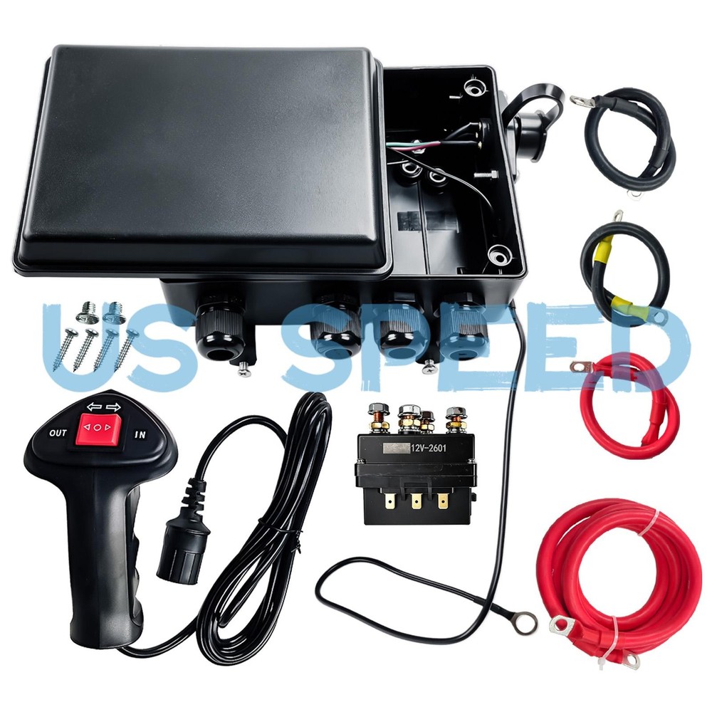 12V 500A Heavy-Duty Winch Solenoid Contactor Relay & Control Box Hand Controller