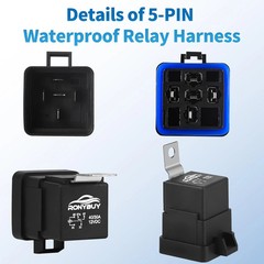 5-Pin Waterproof Relay Kit 40/30 AMP 12V Relay Switch with Harness 12&16 AWG Tin
