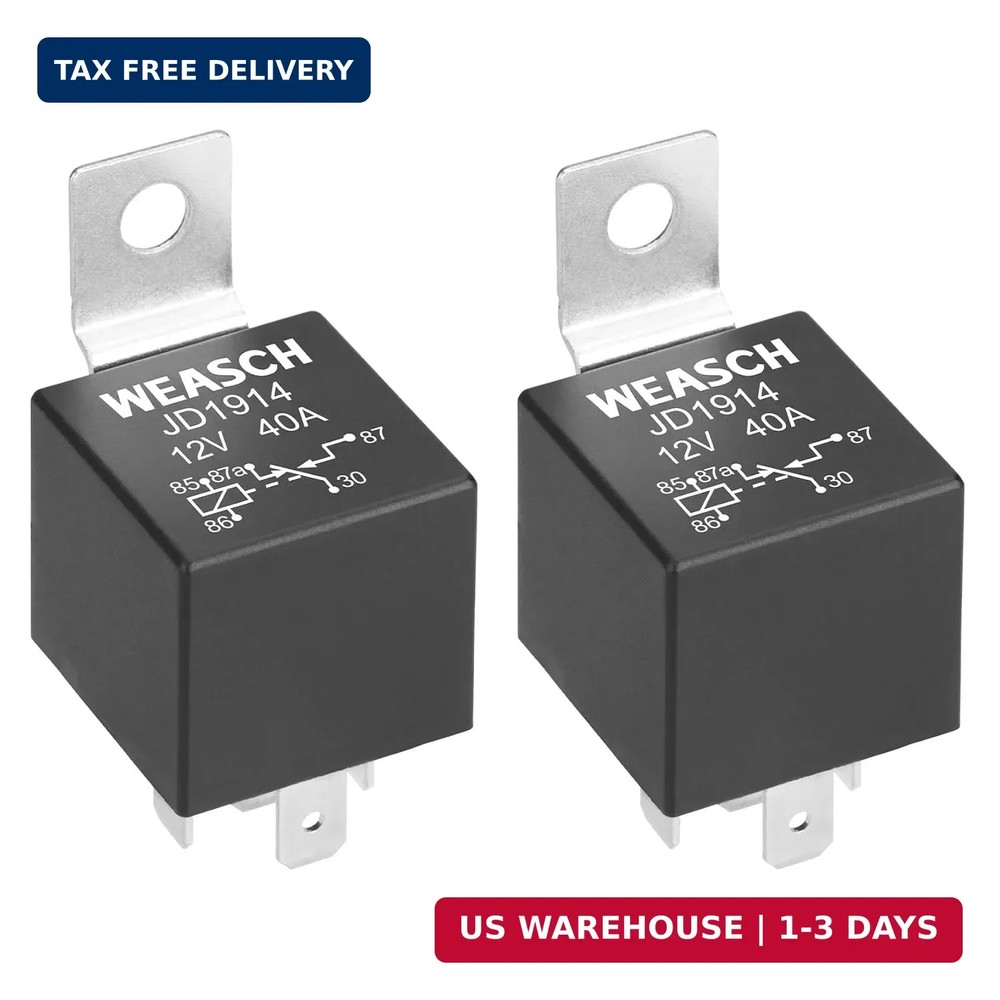 2 Pack JD1914 Car Relay, 12V 40A, 5 Pins SPDT, Automotive Switches and Starte…