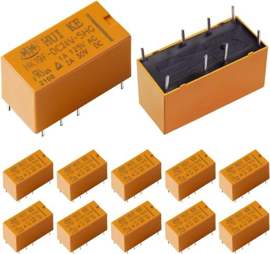 12Pcs DPDT Mini PCB Power Relays 24V Coil 8 Pin 2NO 2NC HK19F Size: 24V Coil