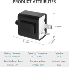 2PCS 12V LED Flasher Relay 2 Pin,Adjustable Turn Signal Relay for Repairing Moto