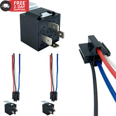 4-Pin 40/30AMP 12V DC Relay Kit, SPST Automotive Relays, Pack of 2