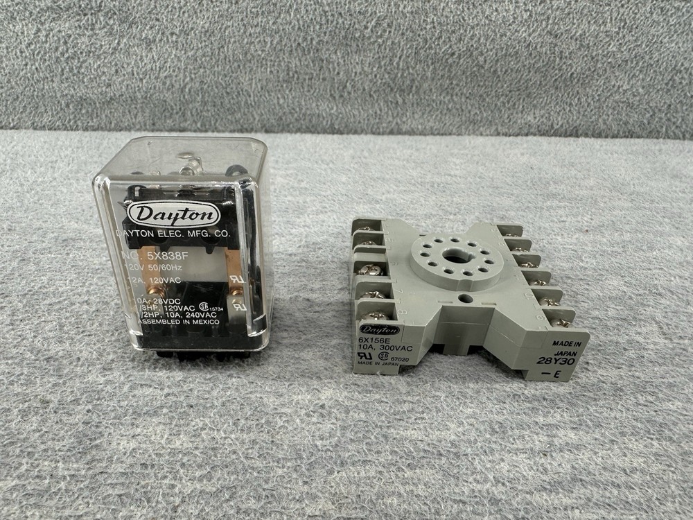 DAYTON 5X838F – General Purpose Relay 120VAC & 6X156E Relay Socket 11pin Y