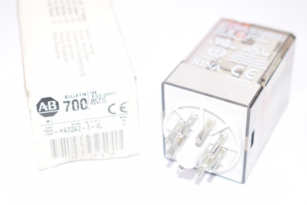 NEW Allen Bradley 700-HA32A2-3-4L SER D GP Tube Base Relay, 10A