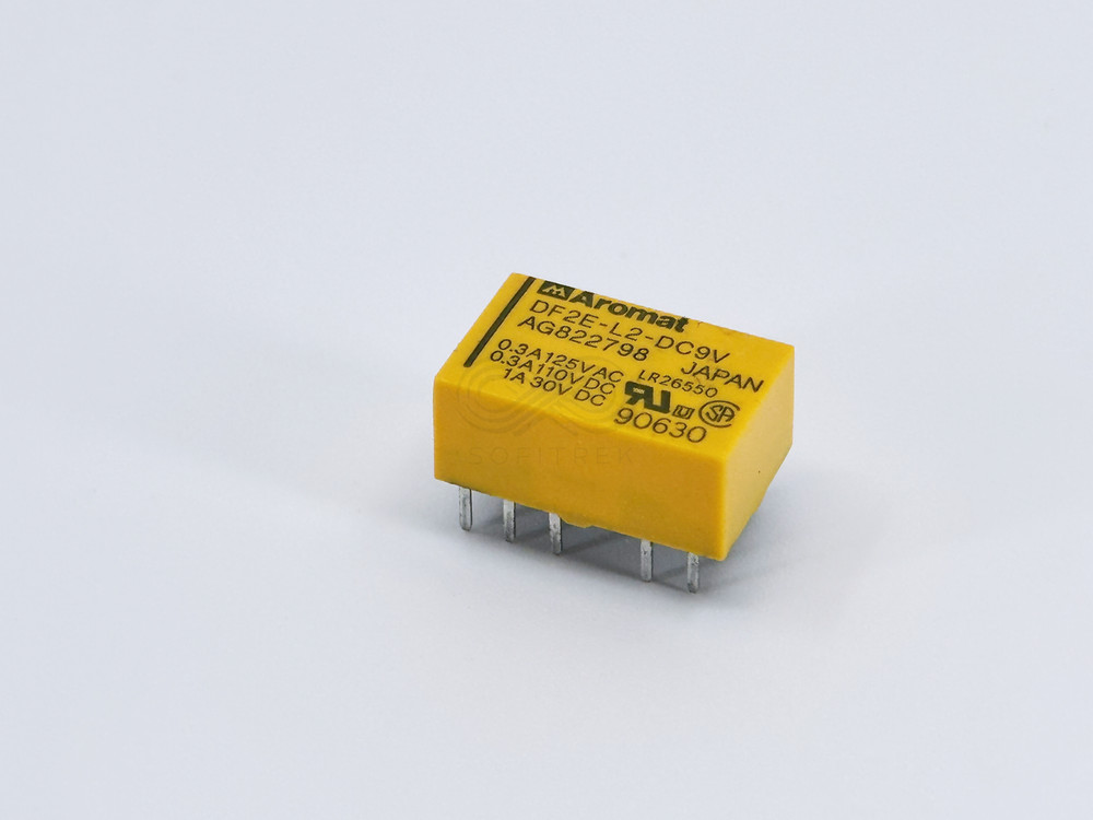 DF2E-L2-DC9V Aromat Low Profile Signal Relay 9VC DPDT 1A 2-Coil Latching 10-Pin