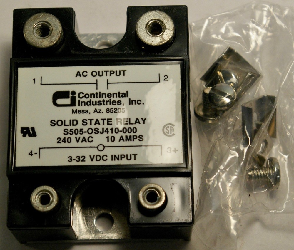 Continental Ind S505-OSJ410-000 Solid-State Relay 240VAC 10A Output 3-32VDC in