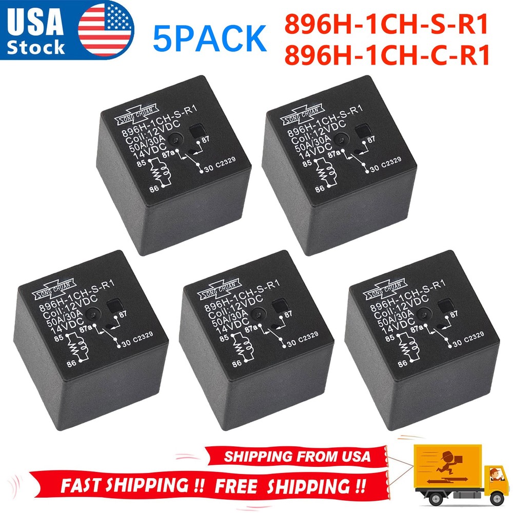 5PCS For Song Chuan 896H-1CH-S-R1 896H-1CH-C-R1 12VDC 50A Automotive Relay 5pin