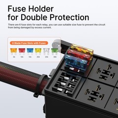 12V Waterproof Relay Box – 6 Way Pre-Wired Fuse Block for Car Marine Boat Automo