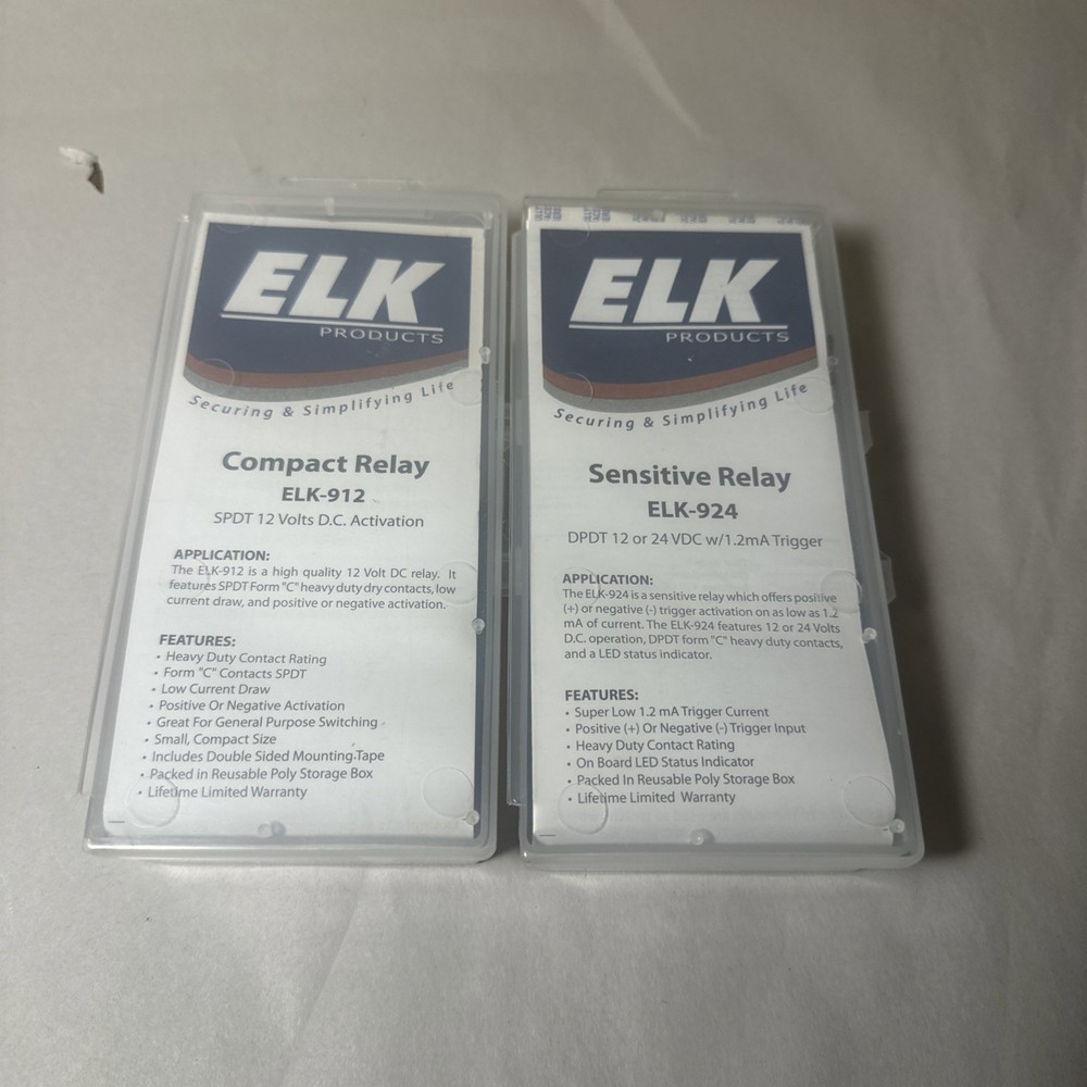 (2) ELK Relays – Compact Relay ELK-912 – Sensitive Relay ELK-924