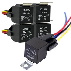 5 Pack 5 PIN 12V Relay with Harness, 40AMP 12 Volt Relay Automotive Relays with