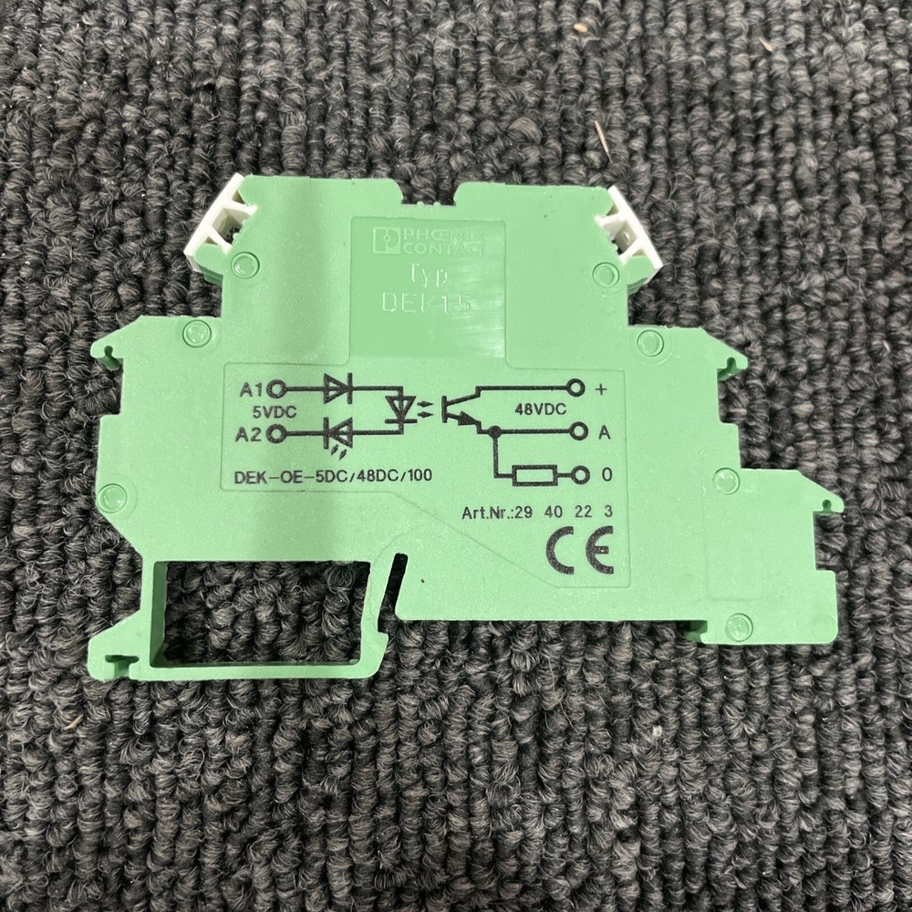 (2) Phoenix Contact TYP DEK1.5 29 40 22 3 5-48VDC Relay DEK-OE-5DC/48DC/100