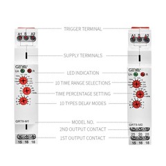 GRT8-M1 on Off Time Delay Relay 16A AC/DC12V-240V Multifunction Din Rail Aii