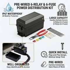 6-Way 12V Relay Box Waterproof Fuse Block