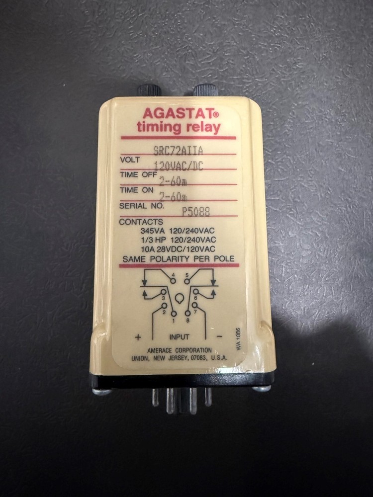 AGASTAT MODEL SRC72AIIA 120 AC/DC TIMING RELAY
