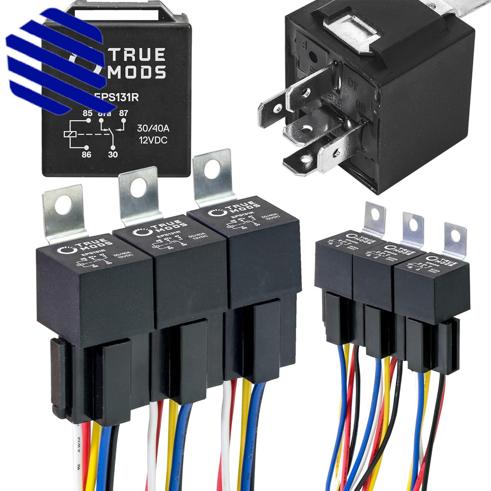 Bosch Style 5-Pin 12V Relay Harness Kit SPDT 30/40 Amp Interlocking Harness 6 PC