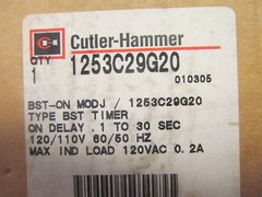New Cutler Hammer Solid State Timer 1253C29G20 120V BST-ON .1-30 Sec